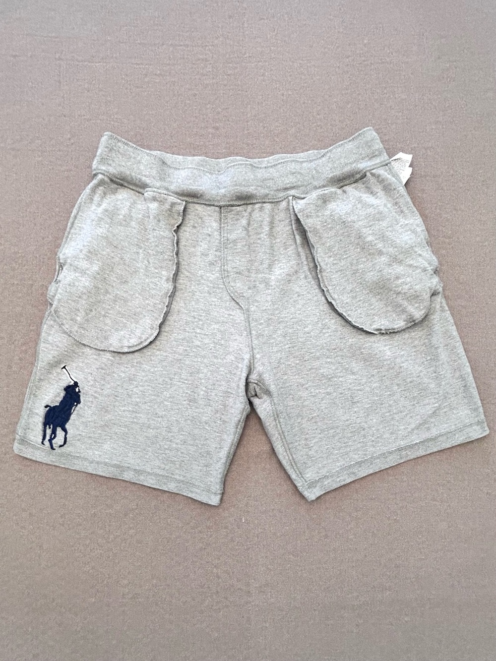 POLO Ralph Lauren Gray Shorts Blue Big Pony Embroidered Logo Cotton Men’s L - Picture 9 of 16